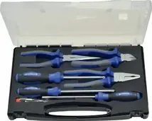 Pliers/tool set 7-part multi-component handles plastic case PROMAT