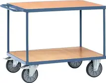 Table trolley 2 platforms L 1000 x W 600mm pigeon blue, RAL 5014 load cap.600 kg PROMAT