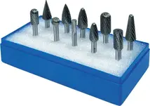 Milling pin set shank dm 6 mm 10-part carbide serration, cross plastic box PROMAT