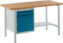 Työpöytä PROMAT 1500x700x840 mm Harmaa/Tummanharmaa, laatikko 2x75mm, Ovi 1x350mm